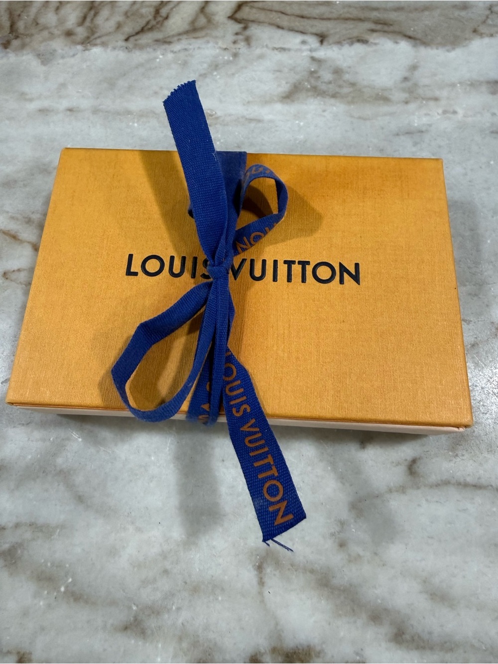 Louis Vuitton Orange Box with Blue Logo Ribbon